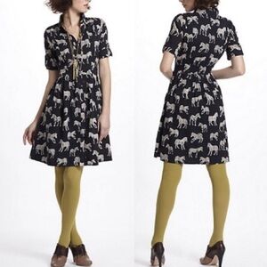Anthropologie Porridge Hilda Zebra Print Shirt Dress